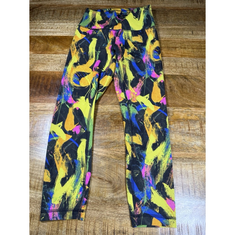 Lululemon Wunder Train Crop Leggings Women's Size 6 23" Inseam Abstract Print